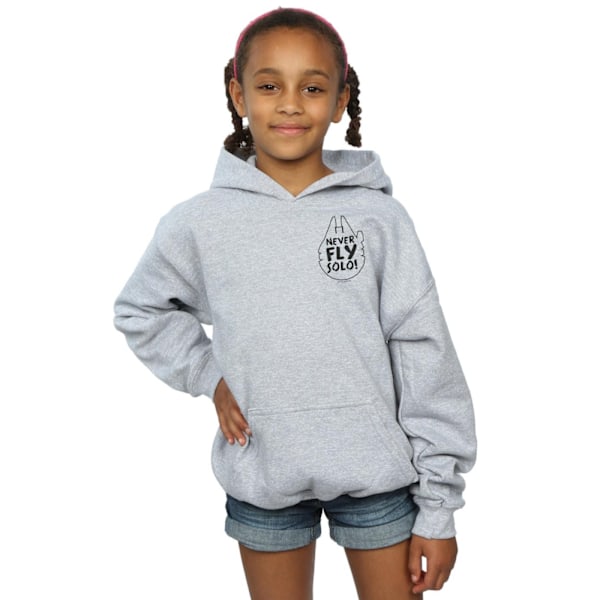 Star Wars Girls Never Fly Solo Hoodie 12-13 år Sportgrå Sports Grey 12-13 Years