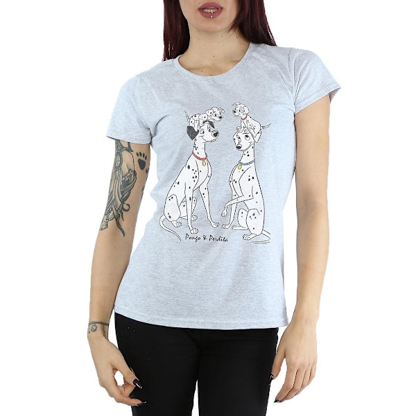 101 Dalmatiner Dam/Kvinnor Pongo Och Perdita Heather T-Shirt Grey M