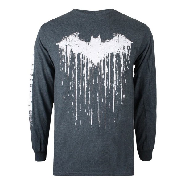 Batman Mens Paint Marl Long-Sleeved T-Shirt S Grey Grey S