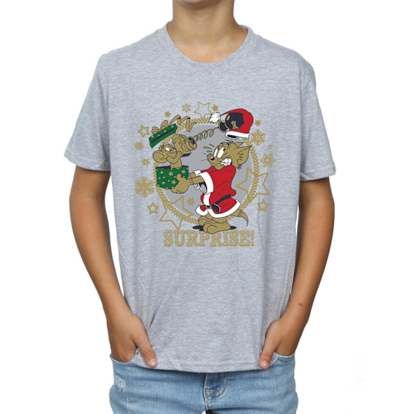 Tom och Jerry Pojkar Jul Överraskning T-shirt 7-8 År Sport Sports Grey 7-8 Years