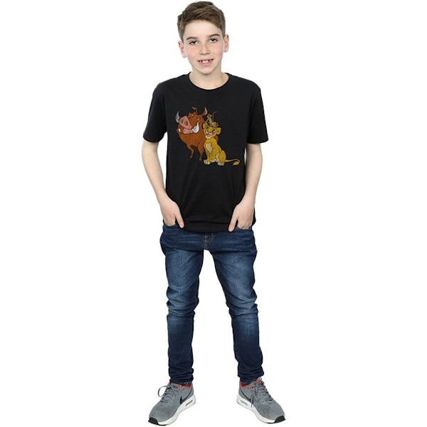 Lejonkungen Pojkar Simba, Timon Och Pumbaa Bomull T-shirt 7-8 År Black 7-8 Years