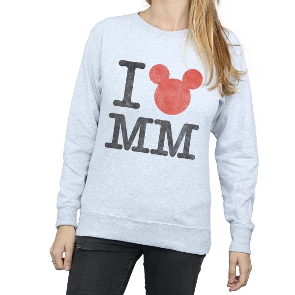 Disney Womens/Ladies Mickey Mouse I Love Mickey Sweatshirt XXL Heather Grey XXL