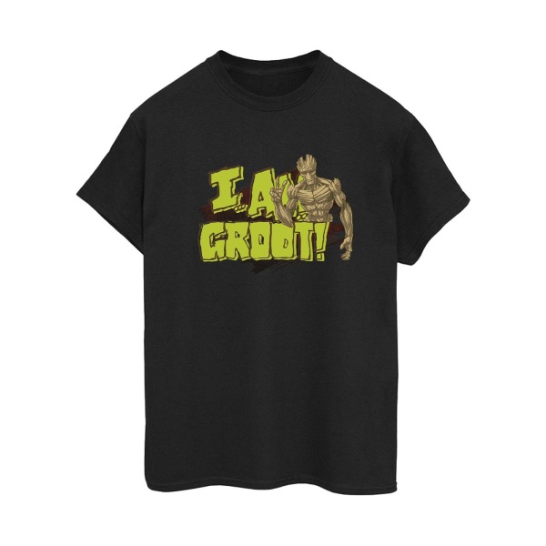 Guardians Of The Galaxy Womens/Ladies I Am Groot Cotton Boyfrie Black S