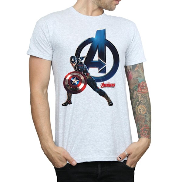 Marvel Herr Captain America Pose T-shirt S Sports Grey Sports Grey S