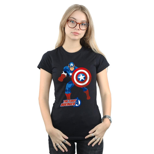 Captain America Womens/Ladies The First Avenger T-shirt XXL Bla Black XXL
