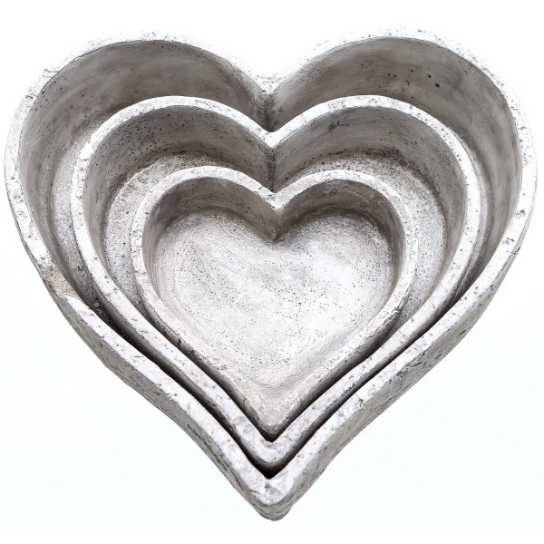 Hill Interiors Heart Dekorativt fat (Pack of 3) One Size Stone Stone One Size
