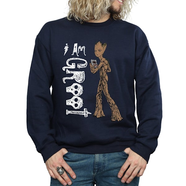 Marvel Mens Avengers Infinity War I Am Teenage Groot Sweatshirt Navy Blue L