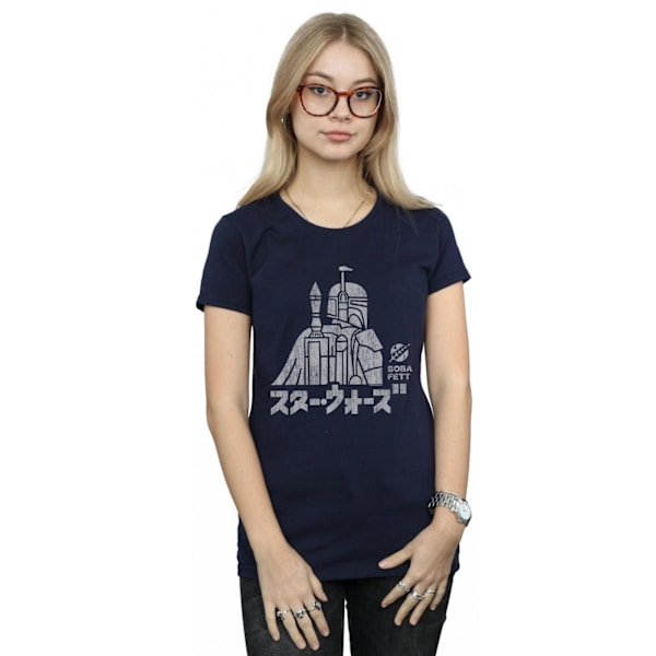 Star Wars Dam/Kvinnor Kanji Boba Fett Bomull T-shirt M Marin B Navy Blue M