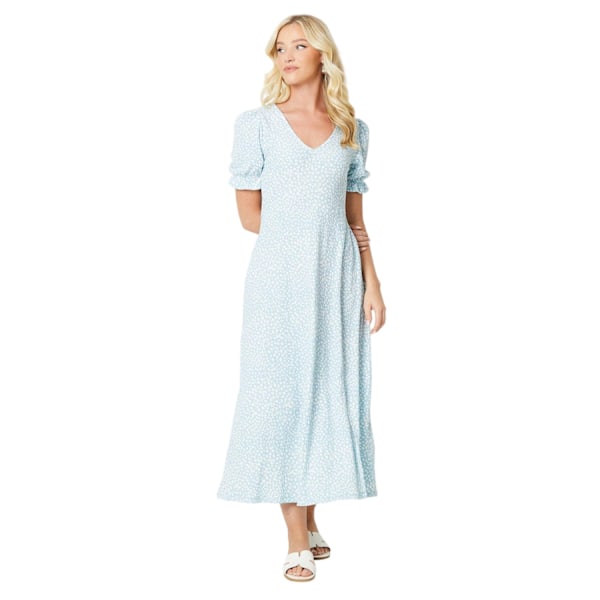 Dorothy Perkins Dam/Kvinnor Abstrakt V-ringad Kortärmad Midiklänning Light Blue 8 UK