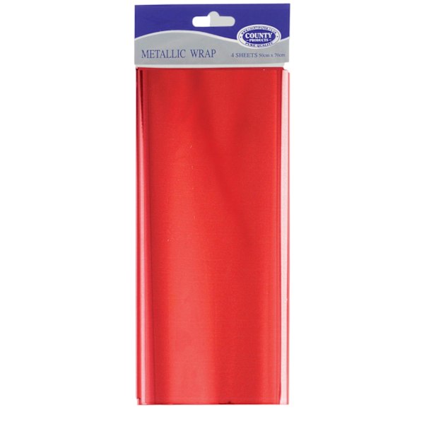 County Metallic Presentpapper (4-pack) One Size Röd Red One Size
