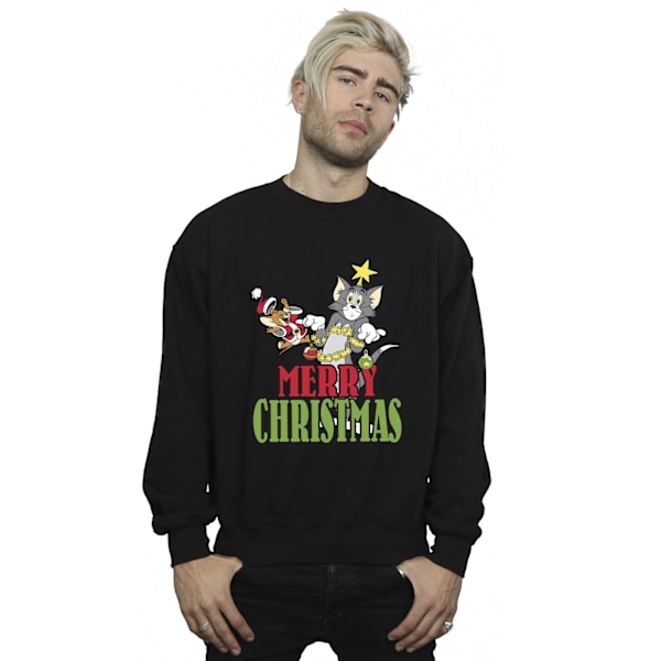 Tom And Jerry Herr Merry Christmas Baubles Sweatshirt 4XL Svart Black 4XL