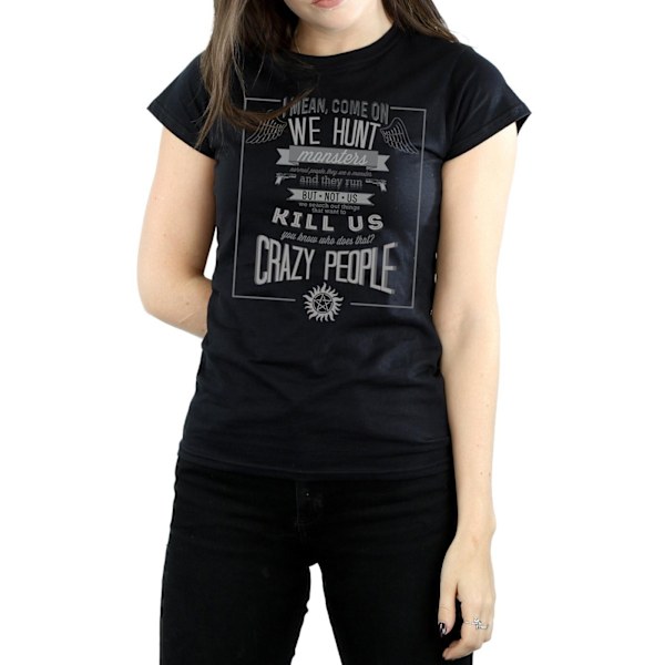Supernatural Dam/Damer Crazy People Bomull T-shirt XXL Svart Black XXL