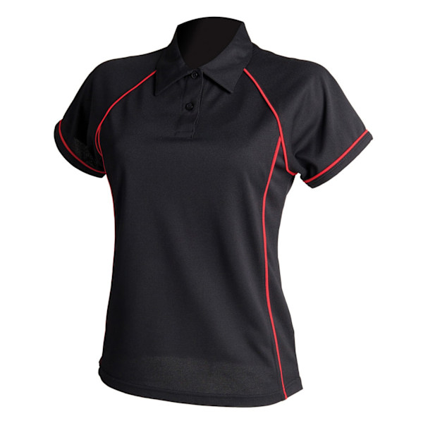 Finden & Hales Dam/Kvinnor Piped Performance Polo Shirt XXL B Black/Red XXL