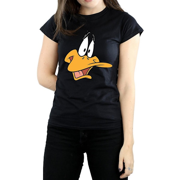 Looney Tunes Dam/Dam T-shirt i bomull med Daffy Duck, M, svart Black M