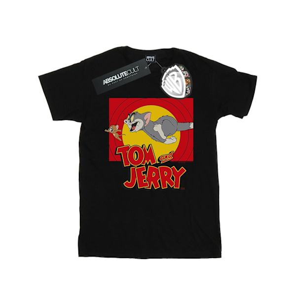 Tom And Jerry Girls Chase Scene Bomull T-shirt 9-11 År Svart Black 9-11 Years