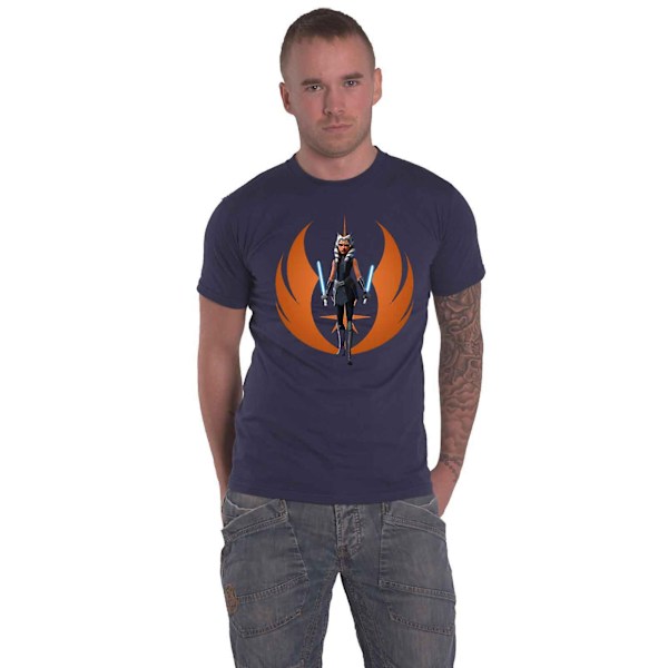 Star Wars: The Clone Wars Unisex Vuxen Ahsoka Rebel Pose T-Shir Navy/Orange XL