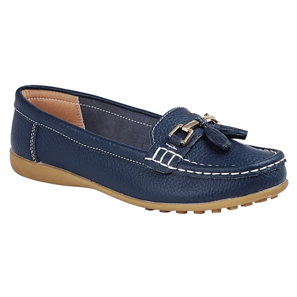 Boulevard Dam/Damer Action Läder Tofs Loafers 5 UK Marinblå Navy 5 UK