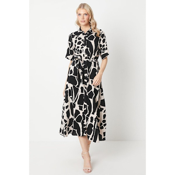 Principles Dam/Dam Belted Midi Skjortekjole 12 UK Monokrom Monochrome 12 UK