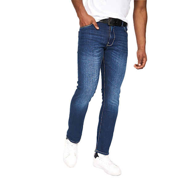 Crosshatch Cadman Straight Jeans 32R Stone Wash för Herr Stone Wash 32R