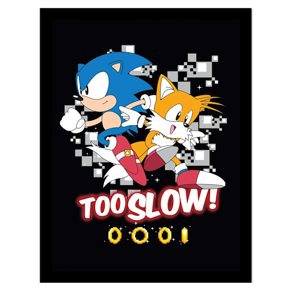 Sonic The Hedgehog Too Slow Inramad Poster 40cm x 30cm Multifärgad Multicoloured 40cm x 30cm