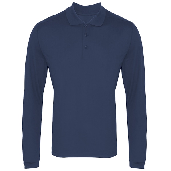 Premier Herr Långärmad Coolchecker Pique Poloskjorta 4XL Marinblå Navy 4XL