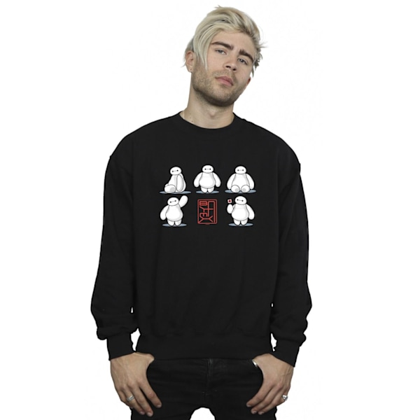 Disney Herr Big Hero 6 Baymax Många Poser Sweatshirt 3XL Svart Black 3XL