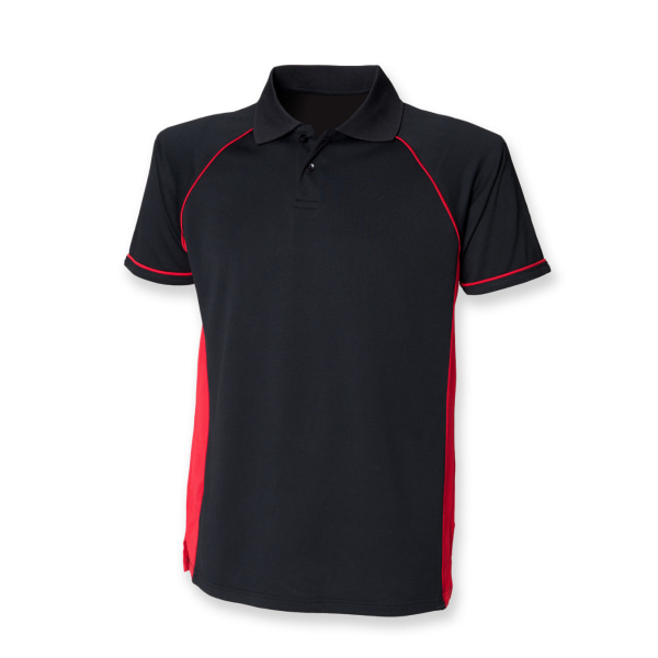Finden & Hales Herr Panel Performance Sports Polo T-Shirt L Bla Black/Red L
