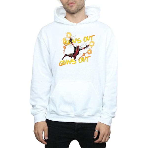 Marvel Deadpool Sun's Out Guns Out Hoodie L Vit White L