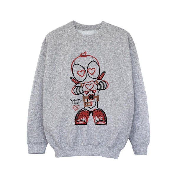 Marvel Girls Deadpool Love Beam Line Sweatshirt 7-8 år Sport Sports Grey 7-8 Years