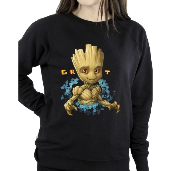 Guardians Of The Galaxy Dam/Ladies Groot Flowers Sweatshirt Black S