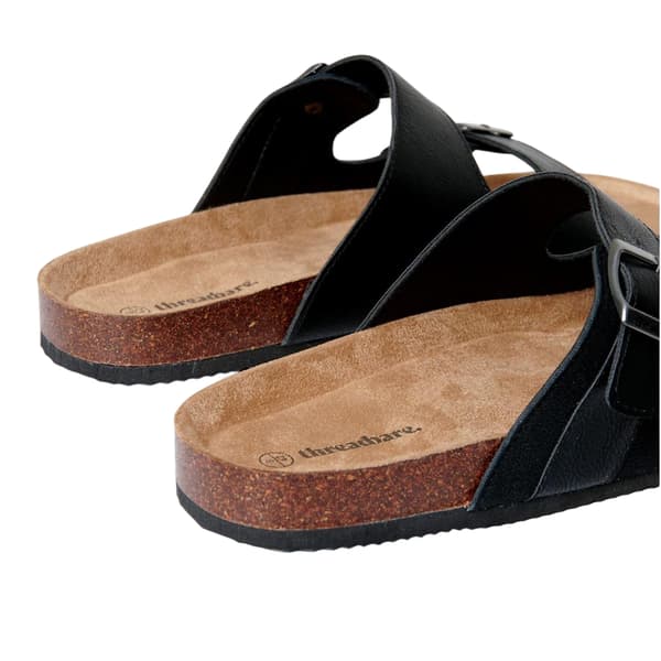 Threadbare Herr Atticus Flat Sliders med dubbla spännen 9 UK Svart Black 9 UK
