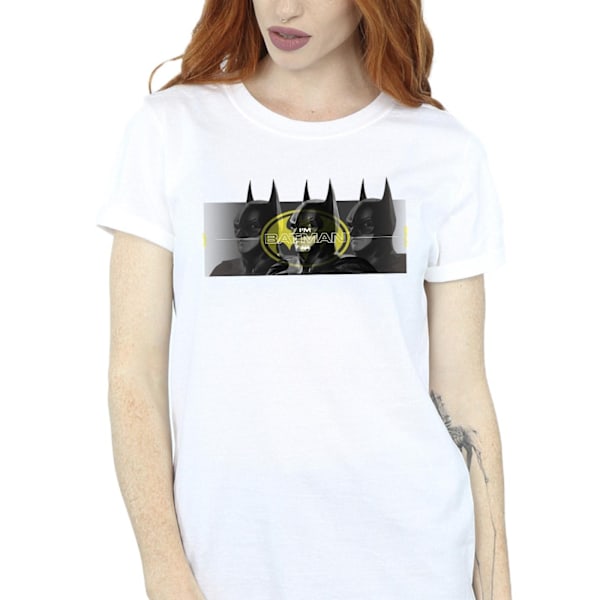 DC Comics Dam/Kvinnor The Flash Batman Porträtt Bomull Pojkvän T-shirt White M