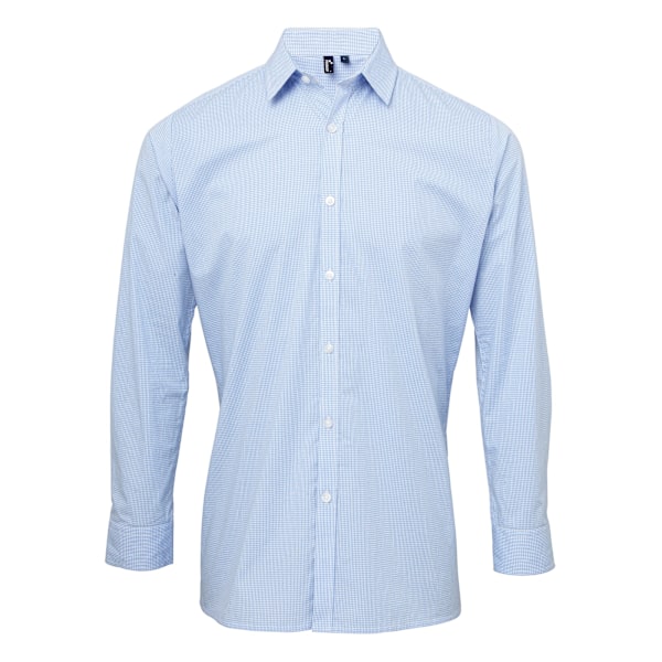 Premier Herr Microcheck Långärmad Skjorta M Ljusblå/Vit Light Blue/White M