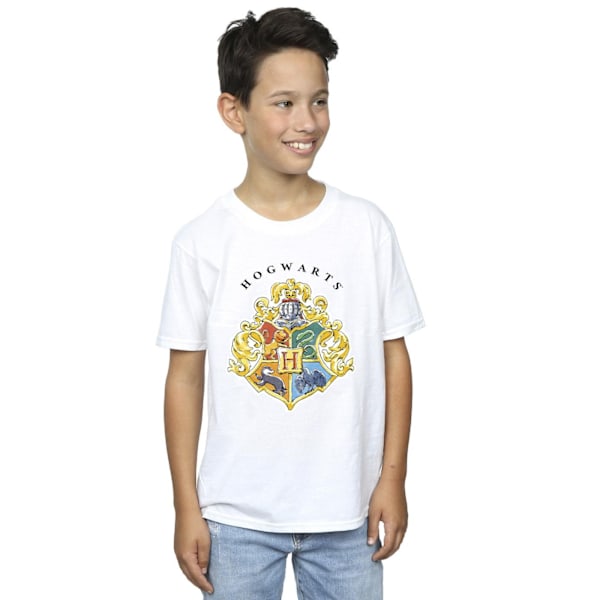 Harry Potter Pojkar Hogwarts Skolemblem T-shirt 7-8 År Vit White 7-8 Years