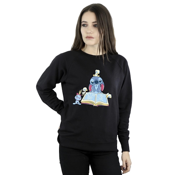 Disney Dam/Kvinna Lilo & Stitch Läser En Bok Tröja L Black L