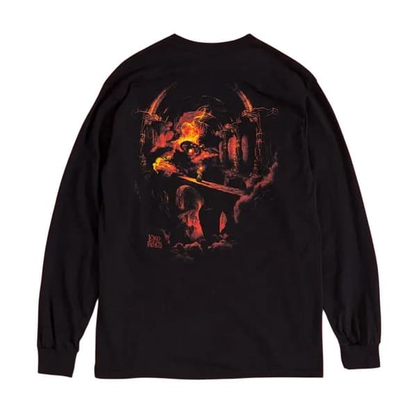 Sagan om ringen Unisex Vuxen Balrog Ryggtryck Långärmad Black M