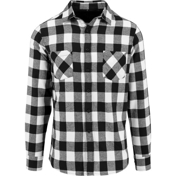 Bygg ditt varumärke Rutig flanellskjorta för män S svart/vit Black / White S