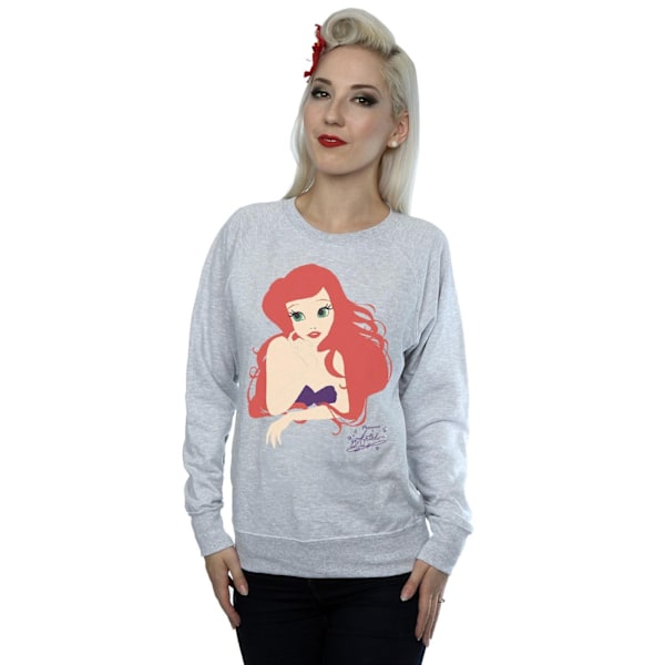 Disney Princess Dam sweatshirt med Ariel-silhuett för kvinnor/damer, storlek M, gråmelerad Heather Grey M