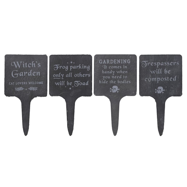 Something Different Gothic Garden Plaque Set (4-pack) En Si Black/White One Size