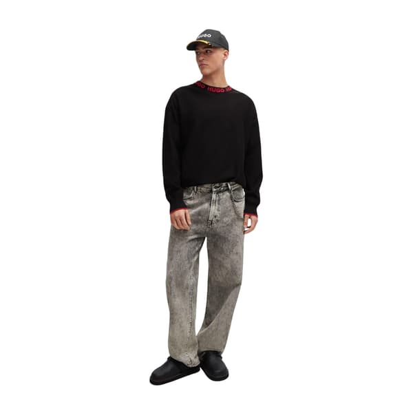 Hugo Boss Herr Smarlo Logotyp Tröja S Svart Black S