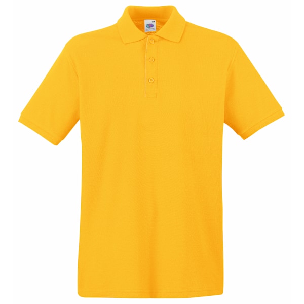 Fruit Of The Loom Premium Herr Kortärmad Poloskjorta 2XL Solros Sunflower 2XL