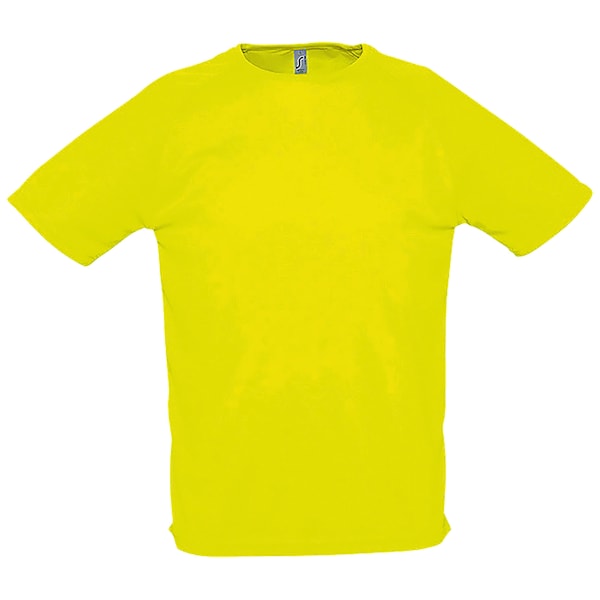 SOLS Herr Sporty Kortärmad Performance T-Shirt XS Neon Gul Neon Yellow XS