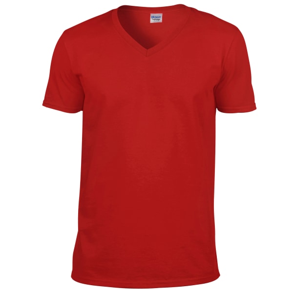 Gildan Mens mjuk stil V-ringad kortärmad T-shirt XL Röd Red XL