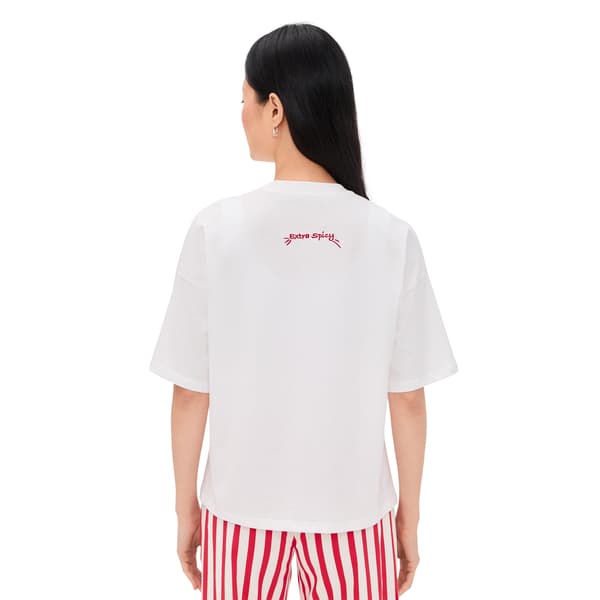 Never Fully Dressed Dam/Kvinna Grafiskt Tryck Oversized Kortärmad T-shirt White 12 UK
