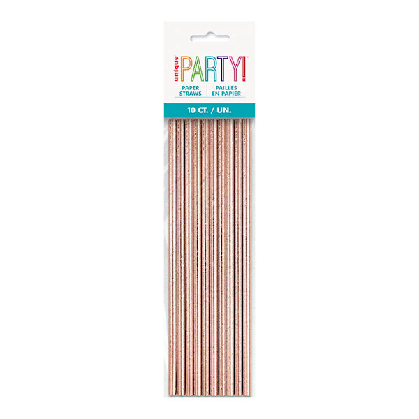 Unika festpapper metalliska engångssugrör (10-pack) En Rose Gold One Size