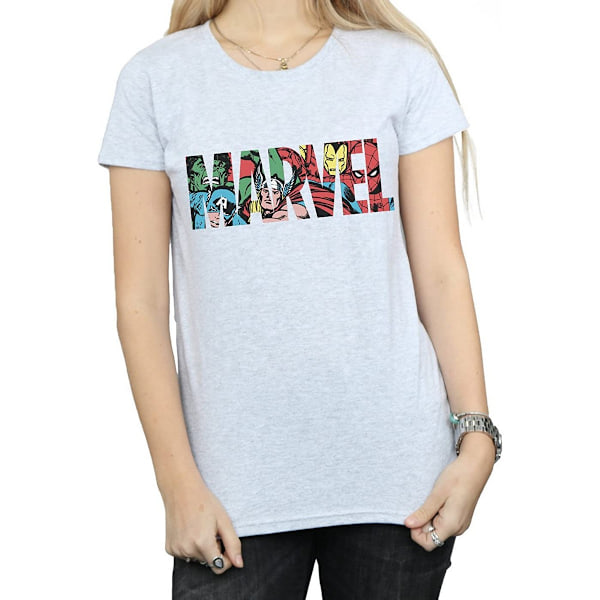 Marvel Womens/Ladies Infill Character Logo Boyfriend T-Shirt 3X Sports Grey 3XL