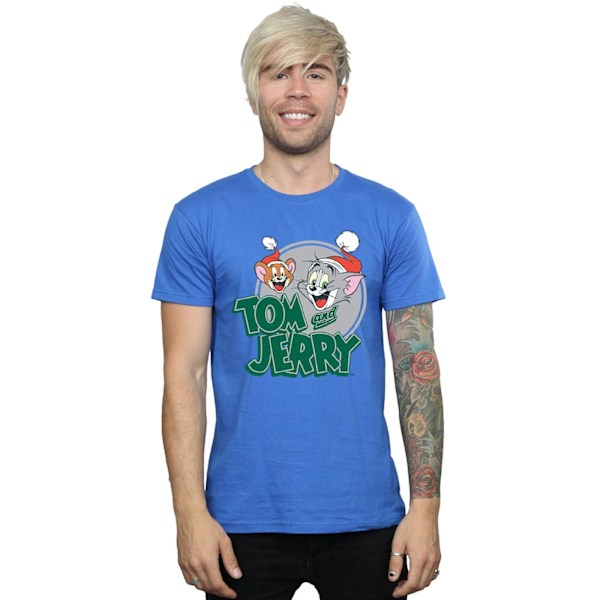 Tom And Jerry Herr Julhälsningar T-shirt L Royal Blue Royal Blue L