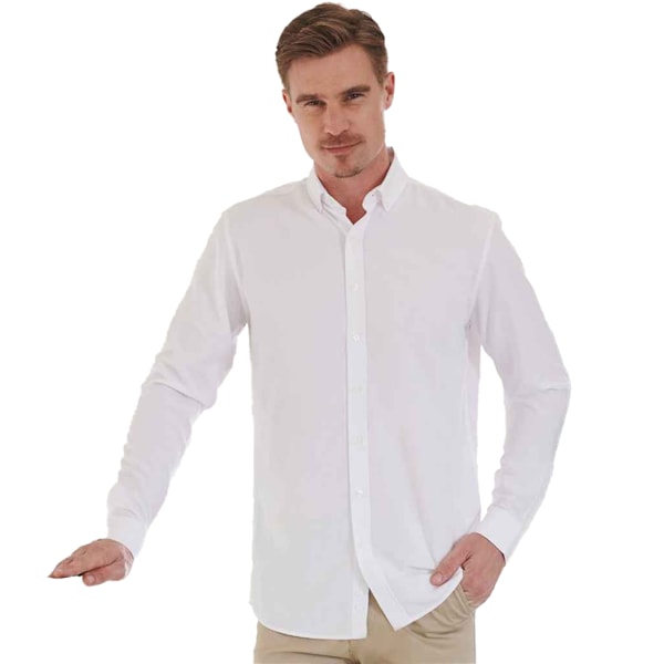 Henbury Herr Cotton CoolPlus Långärmad Formell Skjorta 4XL Vit White 4XL