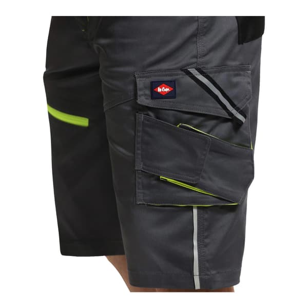 Lee Cooper Herr Stretch Reflex Multi Pocket Cargo Shorts 40 Black/Grey 40R
