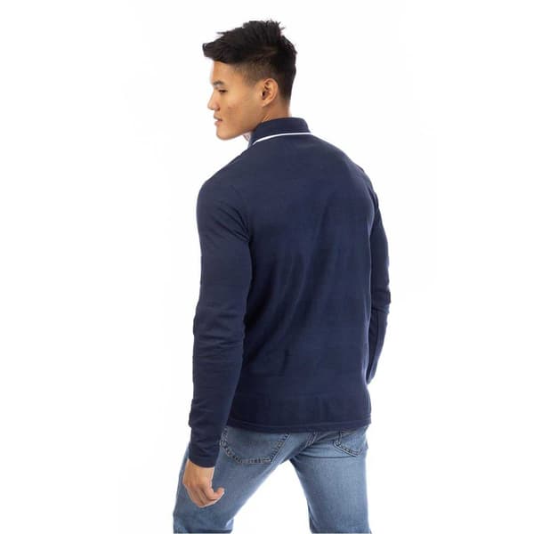 Peter Werth Långärmad Pikétröja för Herr L Mörkblå Dark Navy L